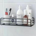 Étagère d'angle de douche sans perçage – rangement salle de bain auto-adhésif noir rectangle
