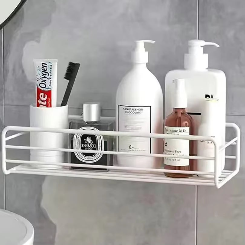 Étagère d'angle blanche triangulaire – rangement douche sans perçage auto-adhésif
