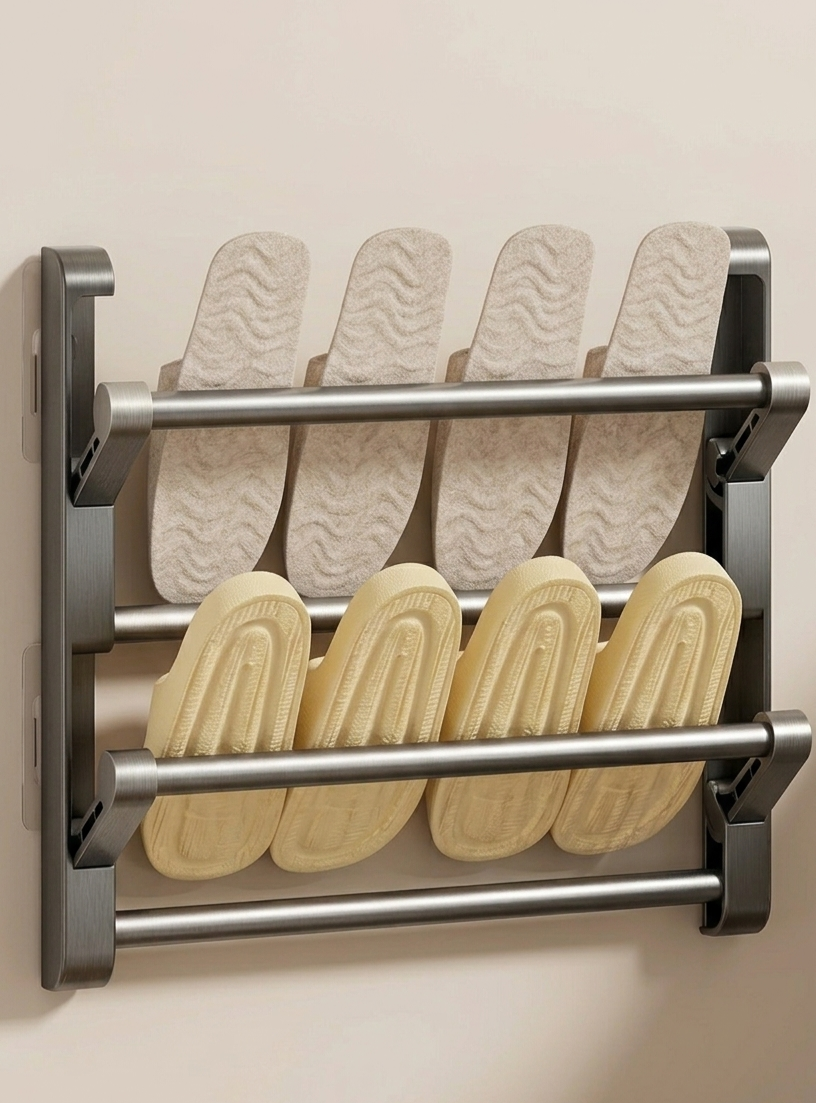 Étagère Murale à Chaussures Pliable – Rangement Sans Perçage pour Porte de Salle de Bain