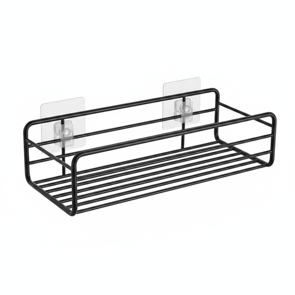 Étagère angle douche murale noir ou blanc – rangement shampoing et accessoires

