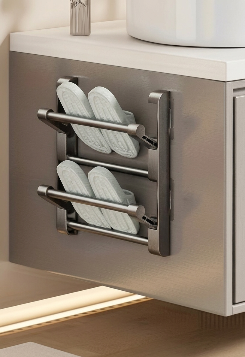 Étagère Murale à Chaussures Pliable – Rangement Sans Perçage pour Porte de Salle de Bain